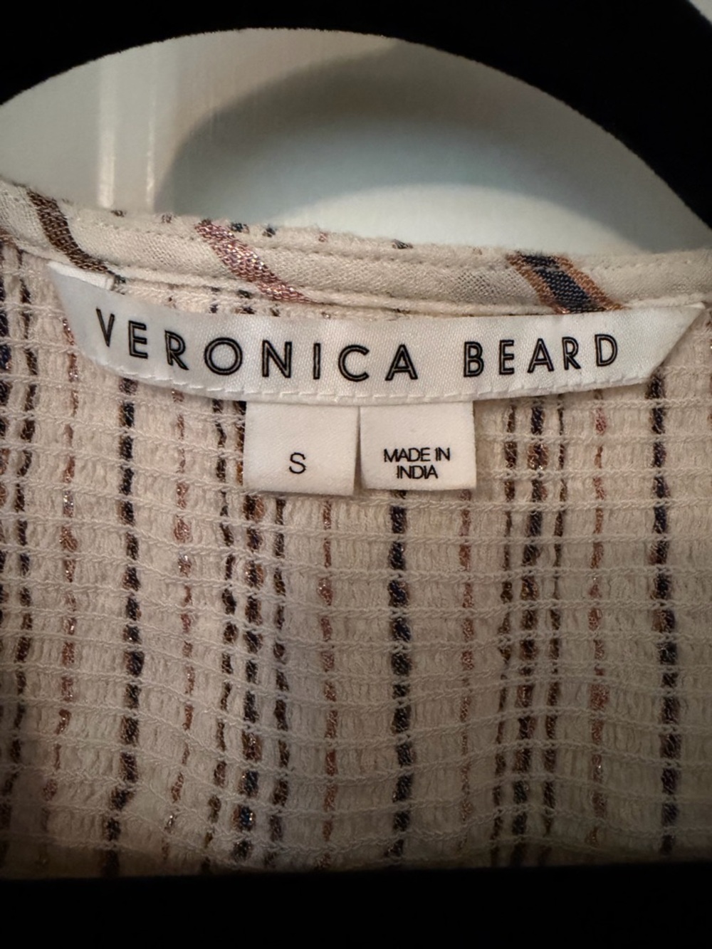 Veronica Beard Blush and Brown Striped Sleeveless Mini Dress - Picture 3 of 6